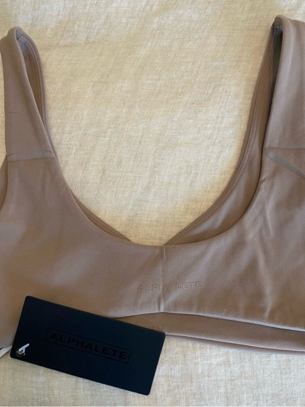 Alphalete Aura Bra in Taupe - Scoop Neck Seamless Sports Bra - Picture 5 of 7